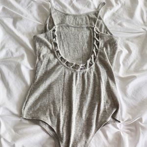 Open back grey bodysuit